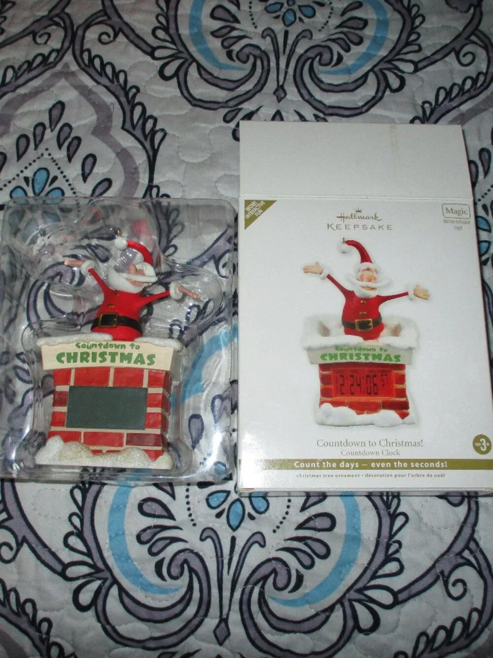 Hallmark 2016 Countdown to Christmas Santa Clock Ornament Magic Light